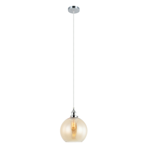 Interior 250mm Glass Pendant Chrome / Amber - PESINI6