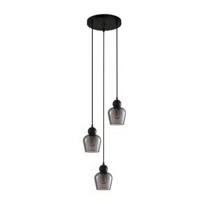 Interior Ellipse Glass Shape 3 Light Pendant Black Smoke - CHAMPAN2x3R