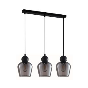 Interior Ellipse Glass Shape 3 Light Pendant Black Smoke - CHAMPAN2x3S