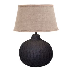Topiary Metal Ball Table Lamp With Metal Leaves Bronze With Shade - ELANK33001ANT
