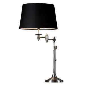 Macleay Swing Arm Table Lamp Antique Silver With Black Shade - ELPIM50592AS