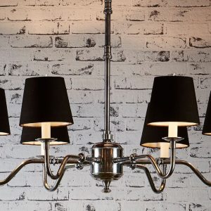 Prescot 6 Light Chandelier Antique Silver With Black Shades - ELPIM50727AS