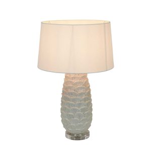 Thurntree Coral Ceramic Table Lamp White With Ivory Shade - ELTIQ103172