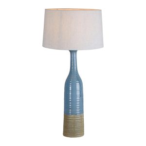 Potters Large Tall Thin Glazed Ceramic Table Lamp bLUE / Brown - KITZAF11183