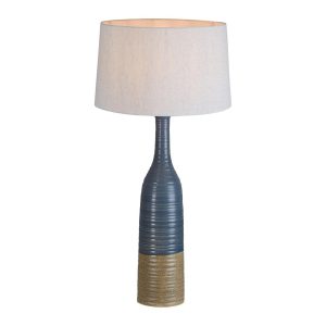 Potters Large Tall Thin Glazed Ceramic Table Lamp Grey / Brown - KITZAF11185