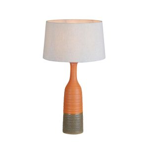 Potters Small Tall Thin Glazed Ceramic Table Lamp Orange / Brown - KITZAF11188