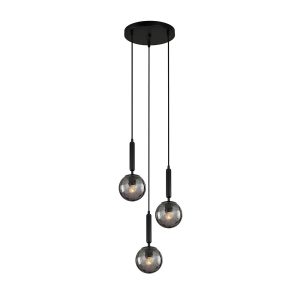 Interior Spherical Glass Shape 3 Light Pendant Black Smoke - TRATTINO2x3R