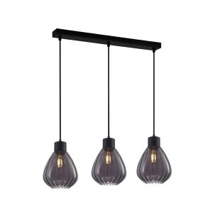 Interior Wine Glass Shape 3 Light Pendant Black Smoke - TULIP2x3S