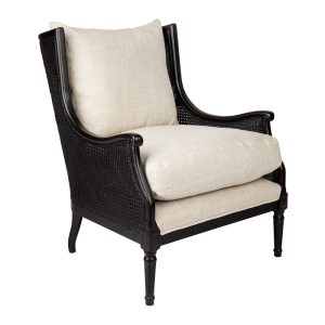 Havana Black Rattan Occasional Chair Natural Linen - 31662