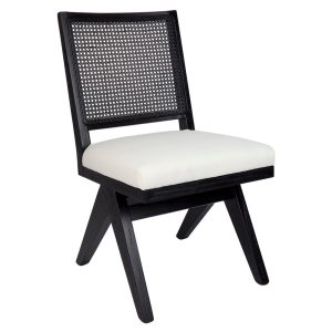 The Imperial Rattan Black Dining Chair White Linen - 32199