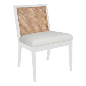 Kane Rattan White Dining Chair White Linen - 32478