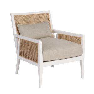 Kane White Rattan Arm Chair Natural Linen - 32756