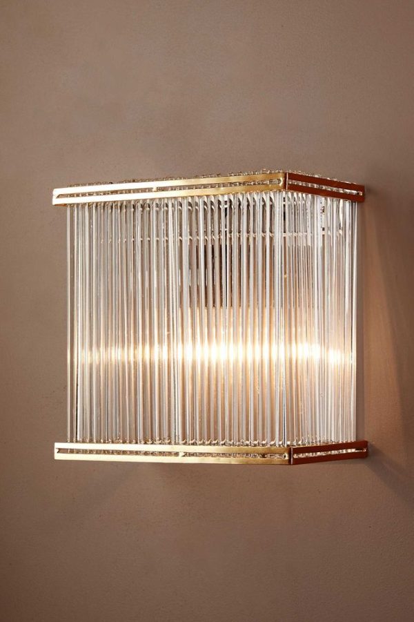 Verre 1 Light Wall Lamp Rectangular Brass - ELJE13654B