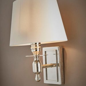 Newton Wall Lamp Silver With Oval White Shade - ELSB21784