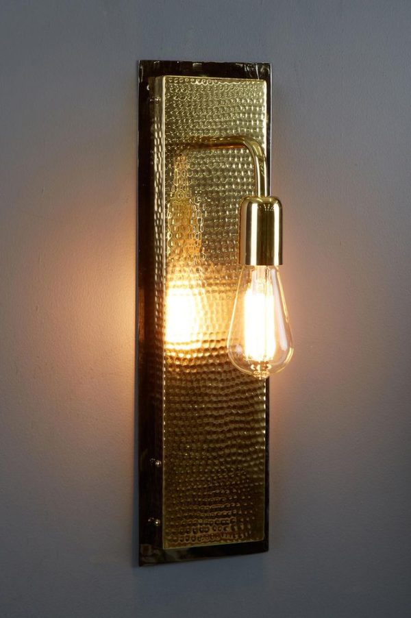 Felix Hammered Rectangular Wall Light Gold - ZAF11123