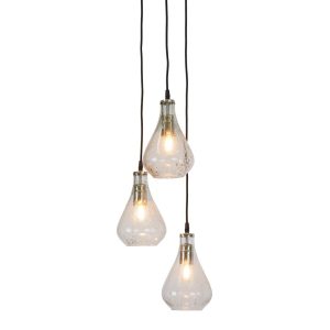 Lustre Teardrop 3 Light Stone Effect Glass Pendant Clear - ZAF11202