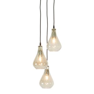 Lustre Teardrop 3 Light Stone Effect Glass Pendant Pale Green - ZAF11203