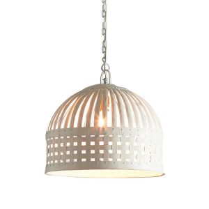 Esch Woven Iron Strips Pendant Small Antique White - ZAF11228