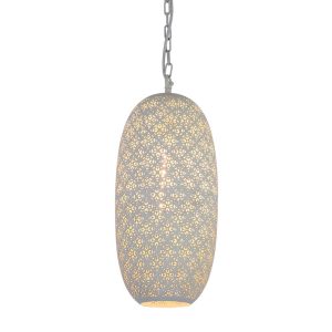 Umbriel Perforated Tall Oblong Pendant White - ZAF11238