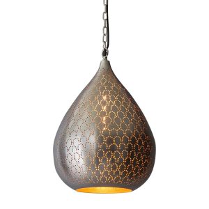 Taipan Perforated Tierdrop Pendant Nickel - ZAF11239