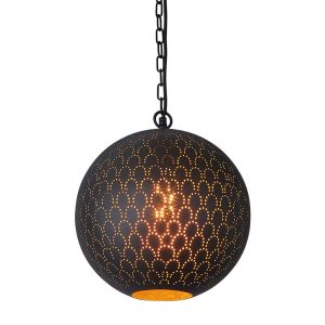 Mamba Perforated Round Ball Pendant Black - ZAF11243