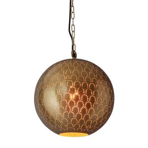 Mamba Perforated Round Ball Pendant Brass - ZAF11244