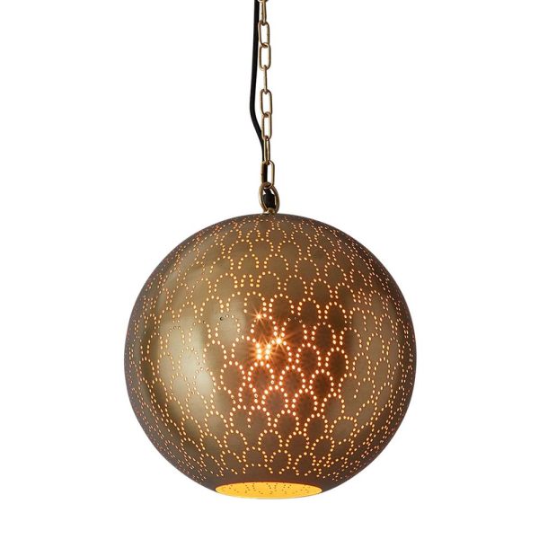 Mamba Perforated Round Ball Pendant Brass - ZAF11244