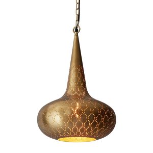 Cobra Perforated Conical Pendant Brass - ZAF11247