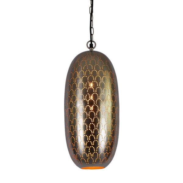 Anaconda Perforated Tall Oblong Pendant Nickel - ZAF11248