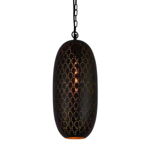 Anaconda Perforated Tall Oblong Pendant Black - ZAF11249