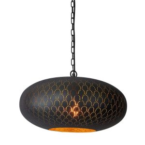 Viper Perforated Ellipse Pendant Black - ZAF11252