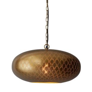 Viper Perforated Ellipse Pendant Brass - ZAF11253