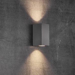 Canto Maxi Kubi GU10 240V Up & Down Wall Pillar Light Grey - 49731010