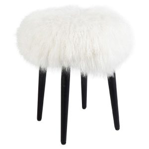 Dixie Stool White Mongolian Fur - 31262