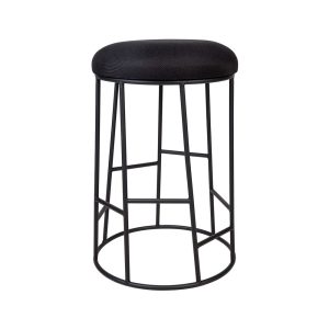 Aiden Black Steel Kitchen Stool Black Linen - 31278