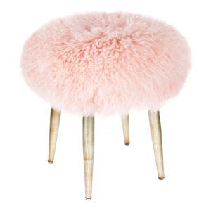 Dixie Stool Pink Mongolian Fur - 31400