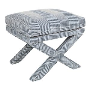 Candace Stool Chevron Blue Linen - 31655