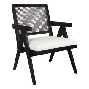 The Imperial Rattan Black Occasional Chair Natural Linen - 31928