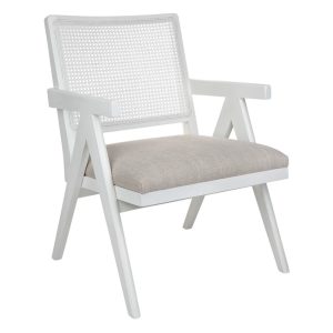 The Imperial Rattan White Occasional Chair Natural Linen - 31929