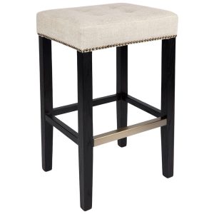 Canyon Black Bar Stool Natural Linen - 32151