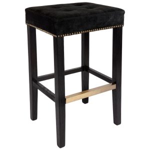 Canyon Black Bar Stool Black Suede - 32152