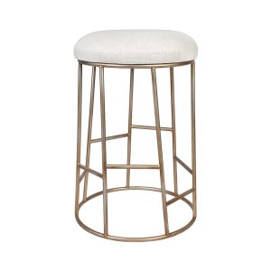 Aiden Gold Steel Kitchen Stool Natural Linen - 32201