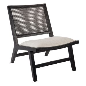 Palmer Black Rattan Occasional Chair Natural Linen - 32307