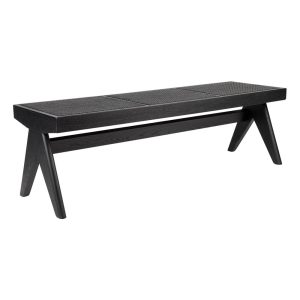 Cuban Rattan Bench Ottoman Black - 32314