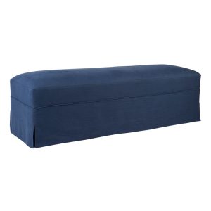 Brighton Slip Cover Bench Ottoman Navy Linen - 32374