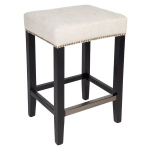 Canyon Black Kitchen Stool Natural Linen - 32389