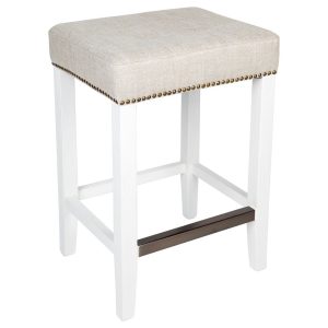 Canyon White Kitchen Stool Natural Linen - 32390