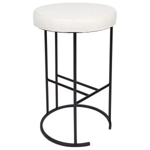 Blackley Black Iron Kitchen Stool Natural Linen - 32462