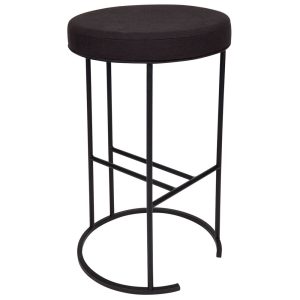 Blackley Black Iron Kitchen Stool Black Linen - 32463