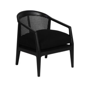 Willow Black Rattan Arm Chair Black Linen - 32682